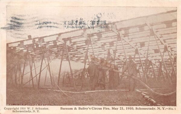 Schenectady New York 1910 Barnum Bailey Circus Fire Disaster Firemen PC AA67084