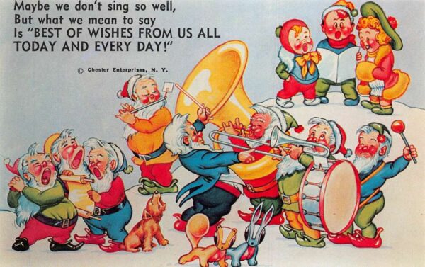Singing Dwarfs Fantasy Band Milk and Dairy Adv Vintage Postcard AA67153