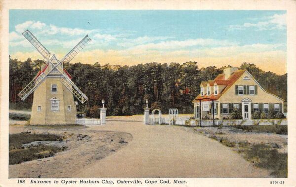 Osterville Cape Cod Massachusetts Oyster Harbors Club Windmill Postcard AA67196