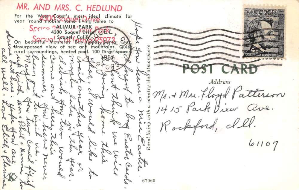 Soqual California Alimur Mobile Home Trailer Park Swimming Pool PC AA67213 Mary L. Martin Ltd