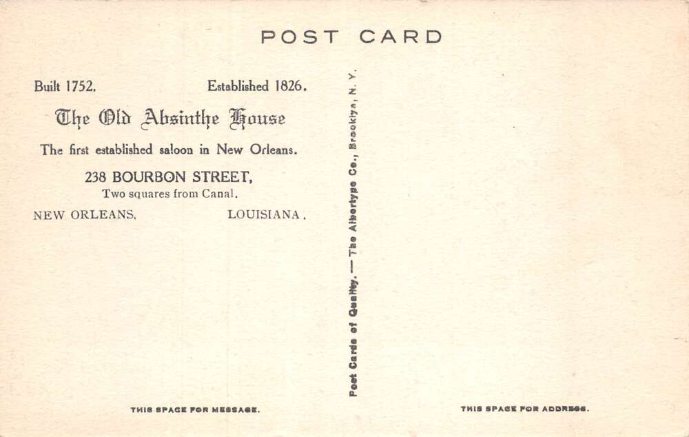 New Orleans Louisiana Old Absinthe House Bar Interior Vintage Postcard AA67492 - Image 2