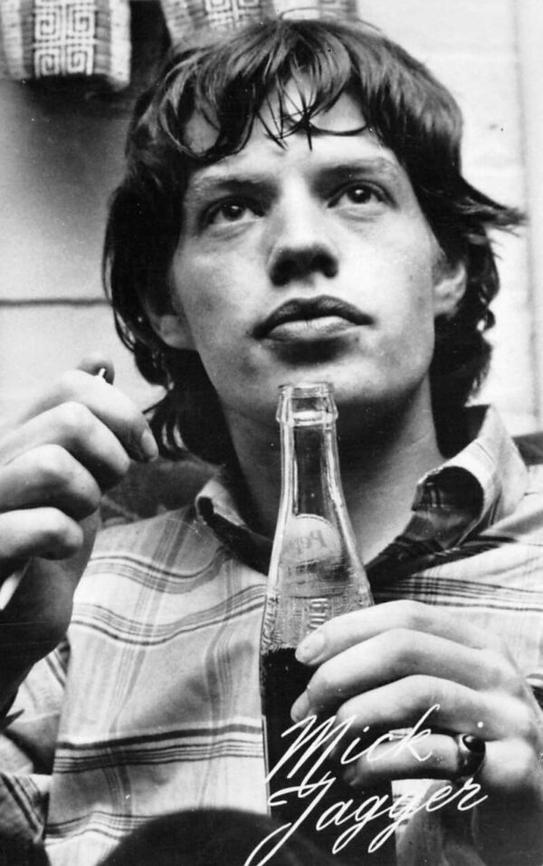 Mick Jagger drinking Pepsi Rolling Stones Real Photo Vintage Postcard AA67495