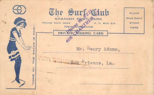 New Orleans Louisiana Spanish Fort Park The Surf Club Beach Postcard AA67514 - Image 2