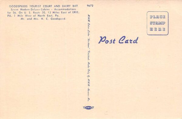 North East Pennsylvania Goodspeeds Tourist Court Coca Cola Sign Vintage PC U4699 - Image 2