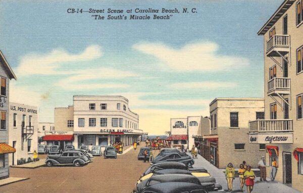 Carolina Beach North Carolina Carolina Beach Street Scene Color Linen PC U4726