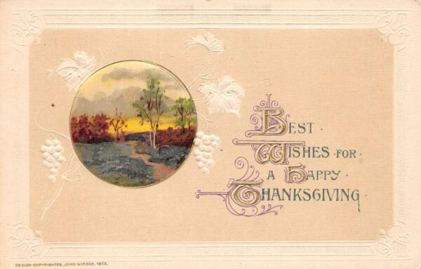 Thanksgiving Best Wishes Scenic View Winsch Embossed Vintage Postcard U4806