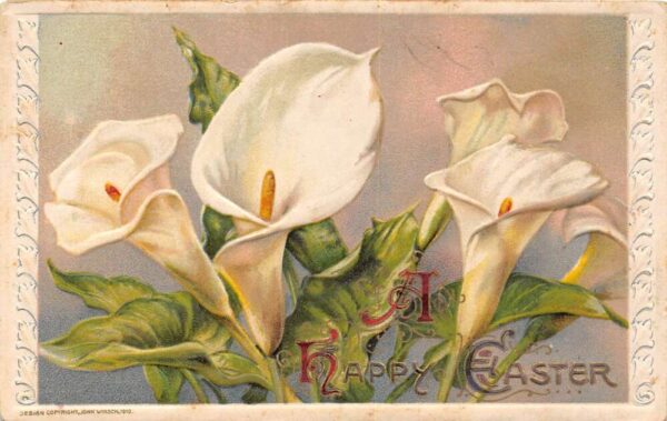 Easter A Happy Easter, Flowers, Winsch, Embossed Vintage Postcard U4812