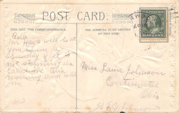 Easter A Happy Easter, Flowers, Winsch, Embossed Vintage Postcard U4812 - Image 2