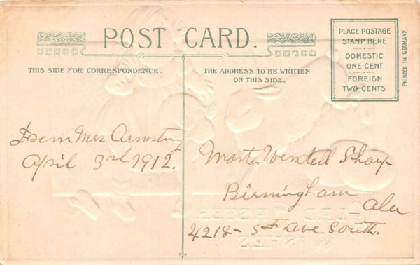 Easter Wishes, Child W/ Chick & Bunny, Winsch Vintage PC U4850 - Image 2