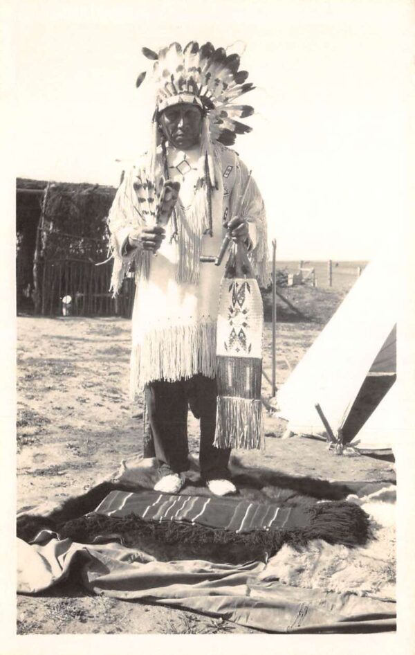 Native American Indian with Feathers Real Photo Vintage Postcard AA67768