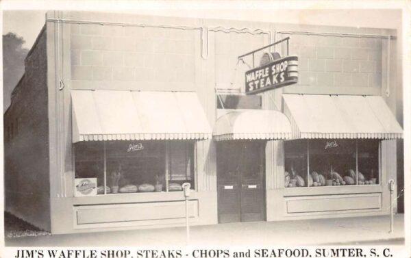 Sumter South Carolina Jims Waffle Shop Restaurant Real Photo Postcard AA67770