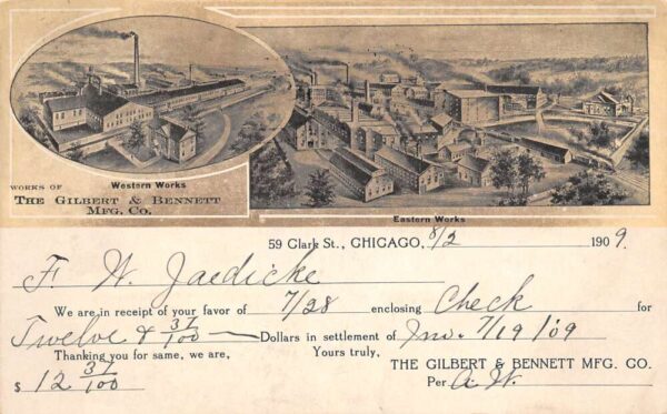 Chicago Illinois Gilbert & Bennett MFG. Co., Receipt Of Payment PC U4892