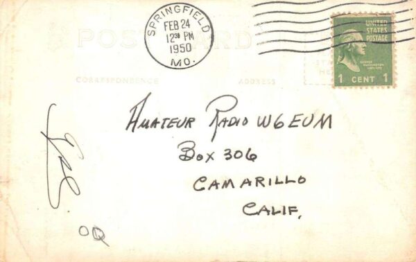 Springfield Missouri QSL Radio Equipment Real Photo Vintage Postcard AA67829 - Image 2