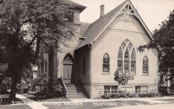 Peotone Illinois First Evangelical Church B/W Photo Vintage Postcard U4911