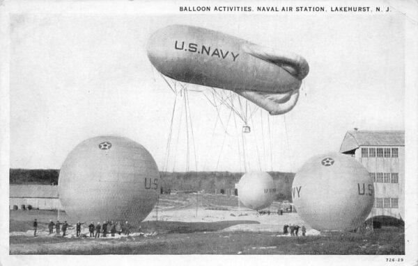 Lakehurst New Jersey Naval Air Station Balloon Activities Postcard AA67880