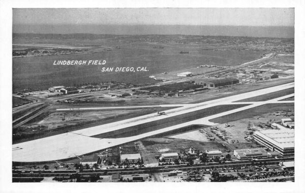 San Diego California Lindbergh Field Airport Birds Eye View Postcard AA67885