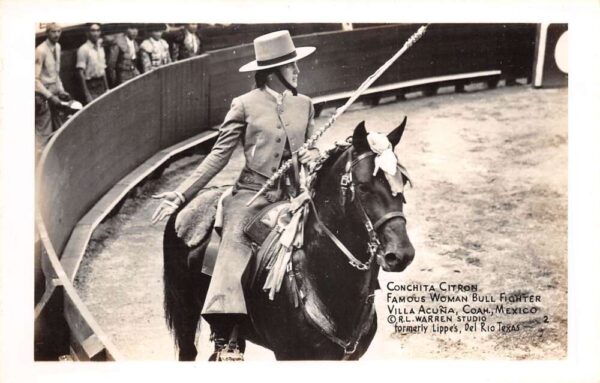Villa Acuna Mexico Conchita Citron Woman Bullfighter Real Photo Postcard AA67902