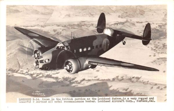Burbank California Lockheed B-14 Bomber Airplane Real Photo Postcard AA67905