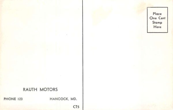 Hancock Maryland Rauth Motors 1935 Chevrolet Car Adv Postcard AA67914 - Image 2