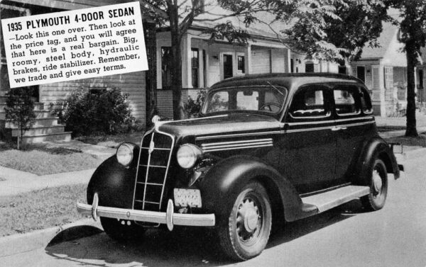 Juneu Wisconsin Kuntz and Ellis 1935 Plymouth Car Adv Postcard AA67915