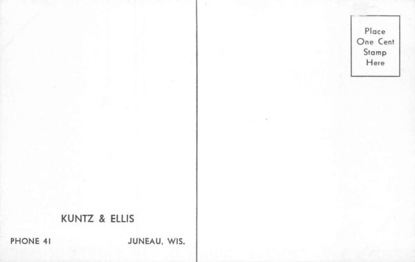 Juneu Wisconsin Kuntz and Ellis 1936 Ford Tudor Sedan Car Adv Postcard AA67916 - Image 2