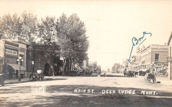 Deer Lodge Montana Main Street Business District Real Photo Postcard AA67928