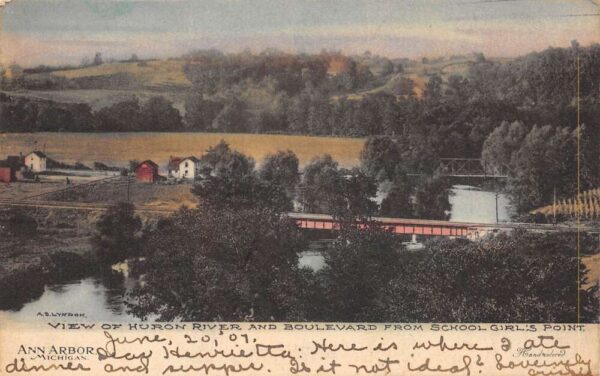Ann Arbor Michigan Huron RIV. & Blvd. View From School Girl's Point PC U4923