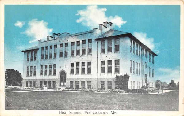 Federalsburg Maryland High School Building, Tinted Photo Print Vintage PC U4938