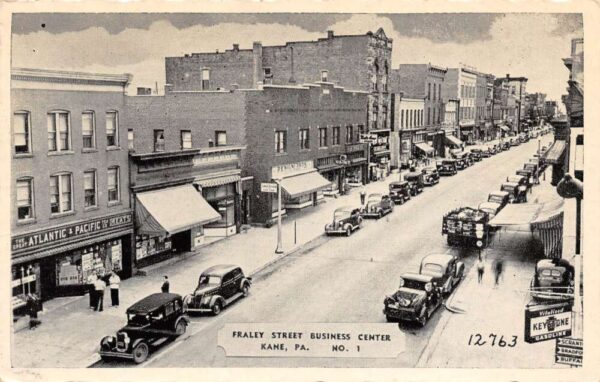 Kane Pennsylvania Fraley St. Business Center Keystone Gasoline Vintage PC U4945