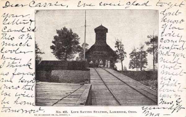 Lakeside Ohio No. 455 Life Saving Station Undivided Back Vintage Postcard U4956