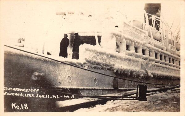 Juneau Alaska SS Northwestern covered in Ice 1916 Real Photo Postcard AA68013