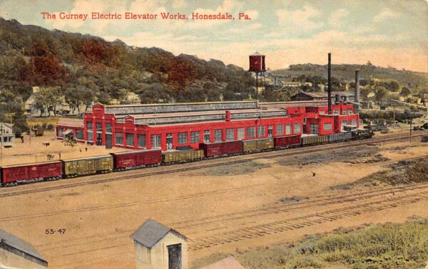 Honesdale Pennsylvania Gurney Electric Elevator Works Vintage Postcard AA68037