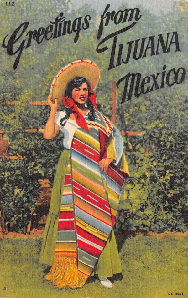 Tijuana Mexico Greetings Mexican Lady Vintage Postcard AA68046