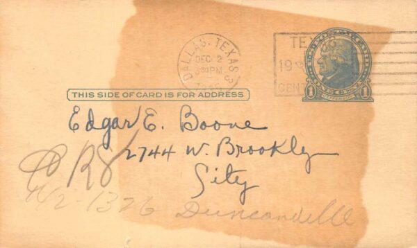 Dallas Texas Shaw Jewlery Co Watch Adv Vintage Postcard AA68048 - Image 2