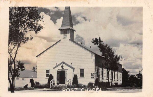San Antonio Texas Lackland Air Base Post Chapel Real Photo Postcard AA68070