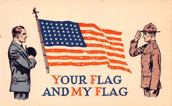 Patriotic Greetings "Your Flag and My Flag" Military Vintage Postcard AA68073