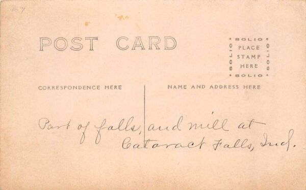 Cataract Falls Indiana Waterfalls and Mill Real Photo Postcard AA68118 - Image 2