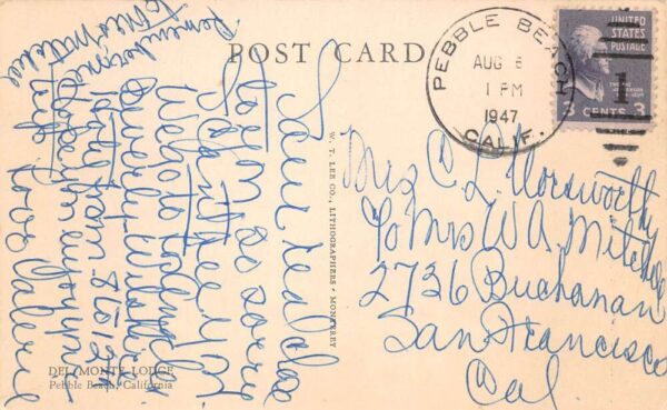 Pebble Beach California Del Monte Lodge Scenic View Vintage Postcard AA68127 - Image 2