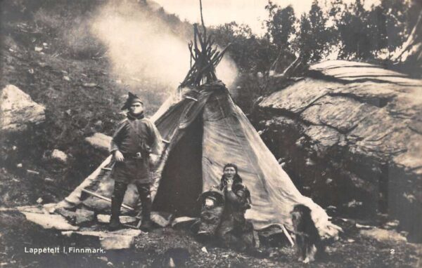 Finland Lapp Lappetelt Sami Nomads Tent Real Photo Vintage Postcard AA68131