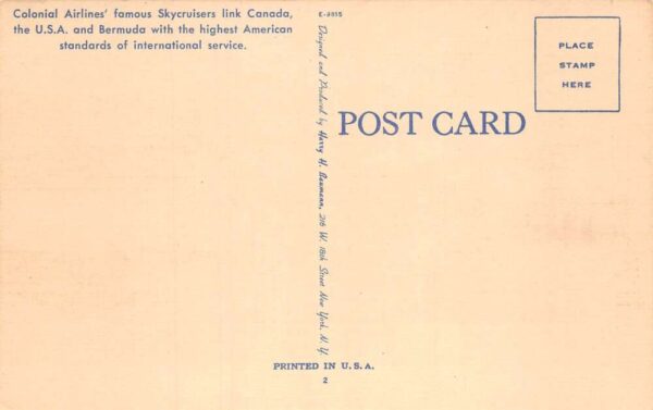 Colonial Airlines Plane landing in Bermuda Vintage Postcard AA68141 - Image 2