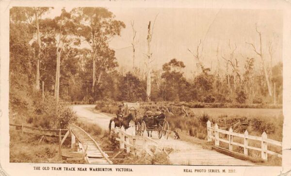 Warburton Victoria Australia Old Tram Track Real Photo Vintage Postcard AA68145