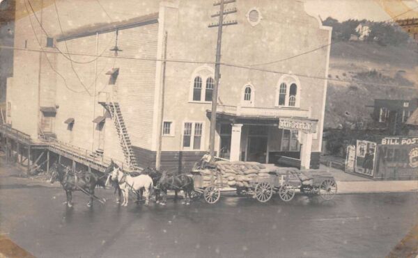 Virginia City Nevada Theatre and Horse Wagon Real Photo Postcard AA68154