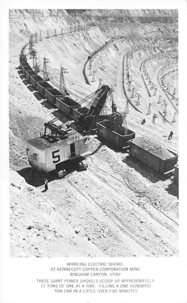 Bingham Canyon Utah Kennecott Copper Mine Electric Shovel Real Photo PC AA68192