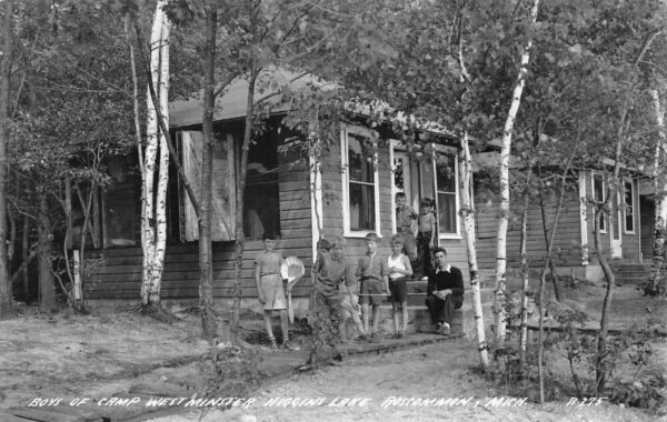 Higgins Lake Michigan Camp Westminster Boys of Camp Real Photo Postcard AA68197