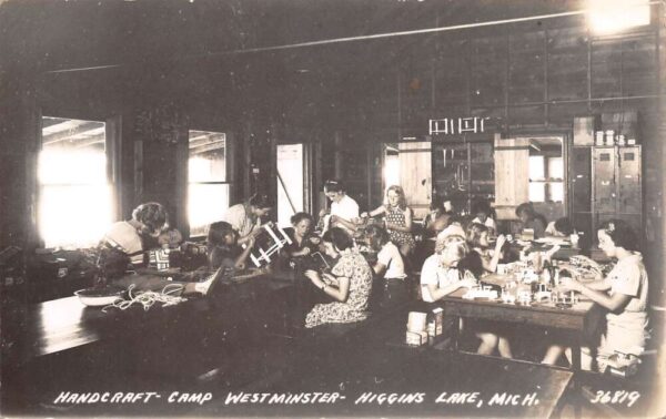 Higgins Lake Michigan Camp Westminster Handcraft Camp Real Photo PC AA68199