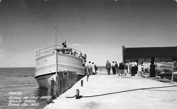 Gills Rock Wisconsin Ship at the Dock Real Photo Vintage Postcard AA68316