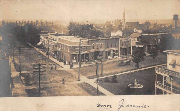 Harbor Beach Michigan Birds Eye View Drug Store Real Photo Postcard AA68365