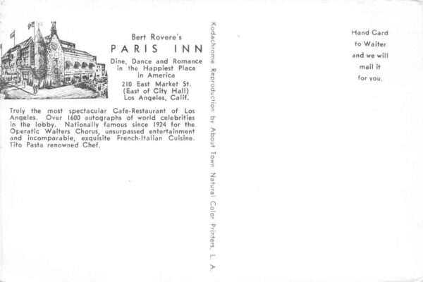 Los Angeles California Paris Inn Cafe Multiview Vintage Postcard AA68402 - Image 2