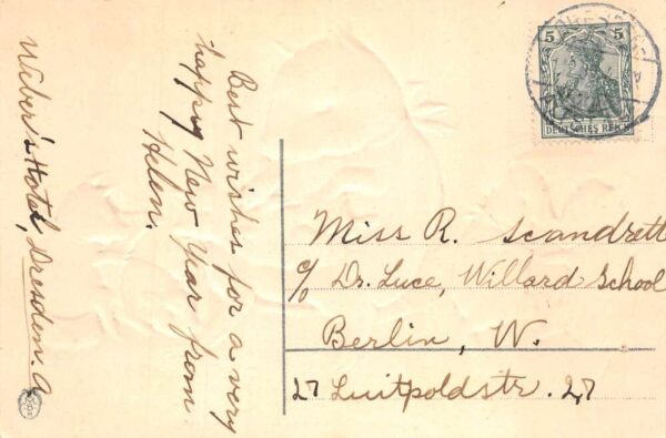 German New Year Greetings Pig and Piglets Vintage Postcard AA68449 - Image 2
