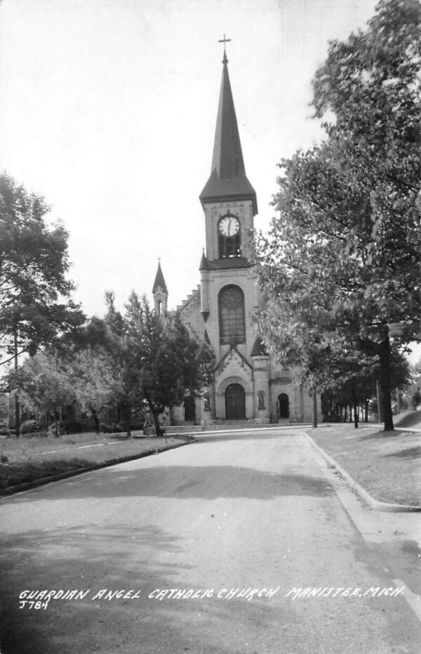 Manistee Michigan Guardian Angel Church Real Photo Vintage Postcard AA68482